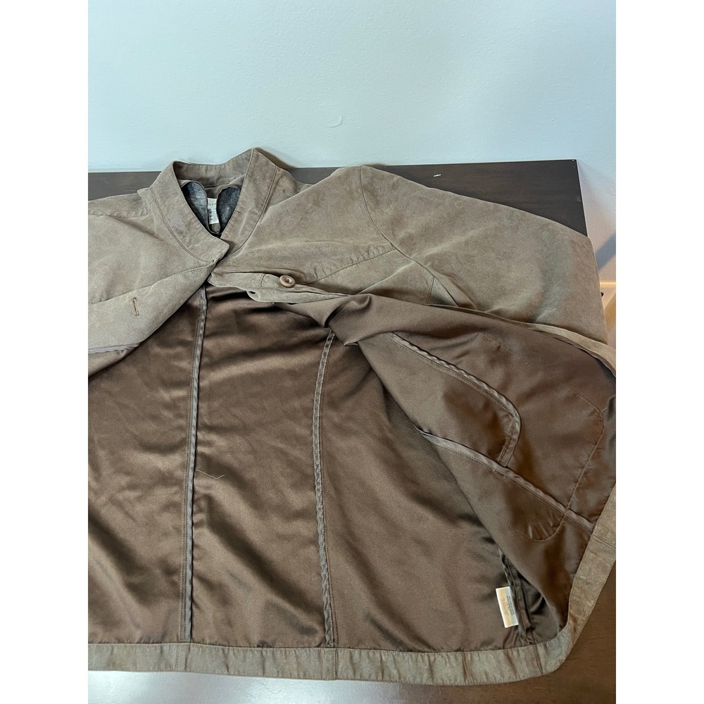 Jaclyn Smith Mens Faux Suede Jacket Brown Button Front Mandarin Collar 26W - Picture 2 of 6